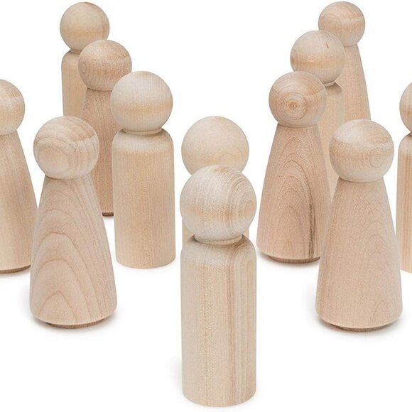 LARGE 20 Peg Dolls Craft Supplies 3.5" Tall Wedding Cake Toppers Woodpeckers Unf - Picture 4 of 9